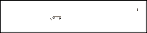 Ansicht des zuvor gespeicherten Textfeldes in einem Moodle-Kurs. Der zuvor eingegebene Ausdruck wird grafisch als Wurzel aus x + y dargestellt.
