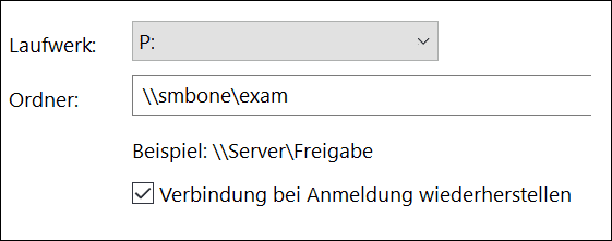 Laufwerkpfad angegeben und Ordnername wählbar