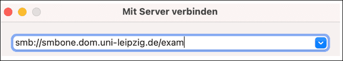 Eingabemaske mit Server Adresse