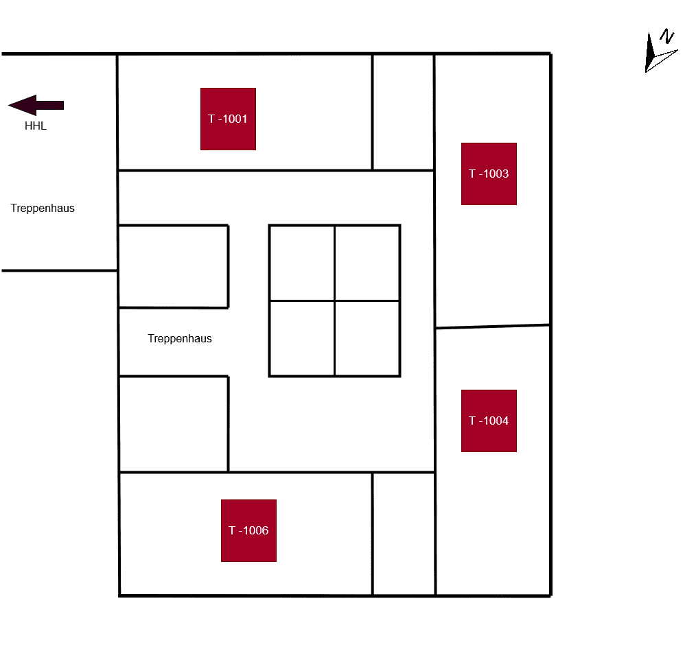 Lageplan T-Trakt Kellergeschoss