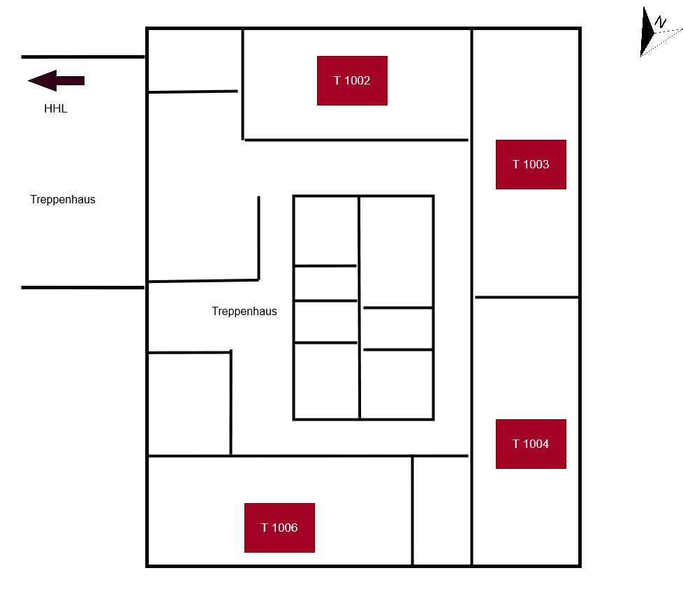 Lageplan T-Trakt Erdgeschoss