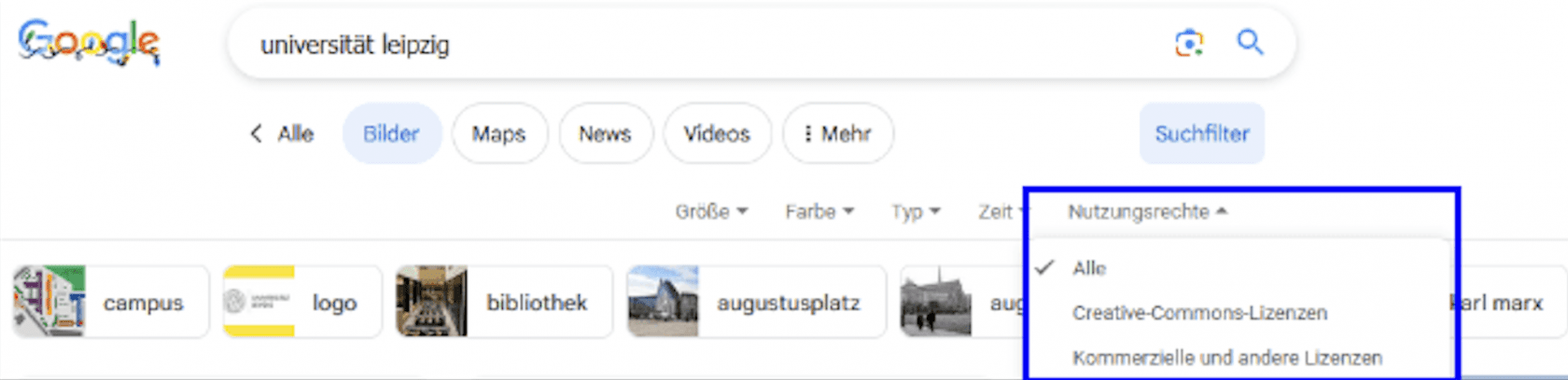 Google-Suche mit CC-Lizenzen