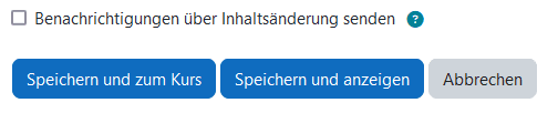 Screenshot des Buttons zum Speichern und Abbrechen am unteren Ende der Seite.