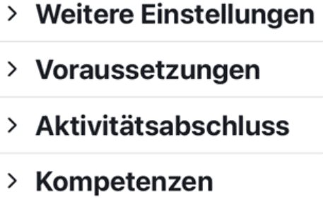 Weitere Einstellungsreiter.
