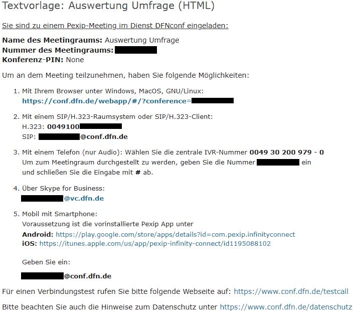 Einladungstext als HTML