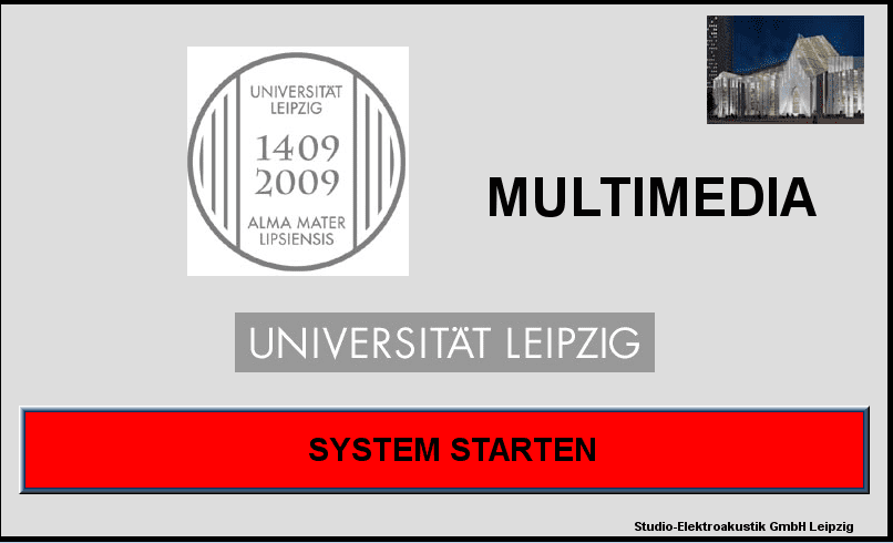 STartbildschirm der Raumsteuerung mit Schaltfläche "System starten"