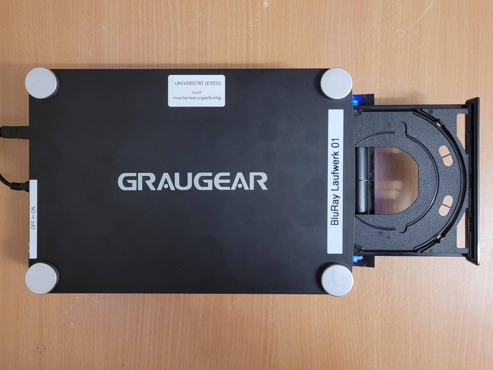externes Blu-ray Laufwerk mit geöffnetem Disc-Fach