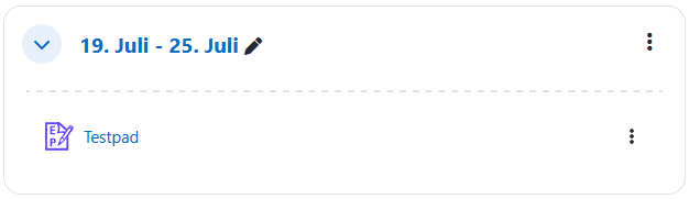 Screenshot eines Moodle-Kursabschnittes mit einer Etherpad-Aktivität.