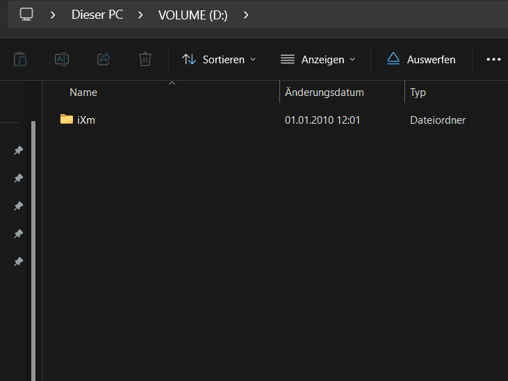 Screenshot des iXm Ordners im Dateiexplorer