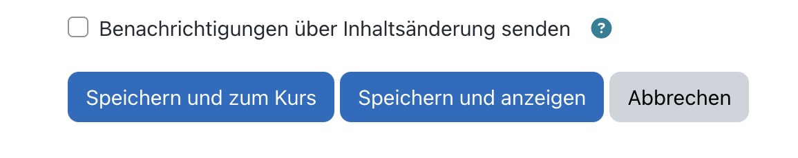 Bildschirmfoto der "Speichern" Felder.